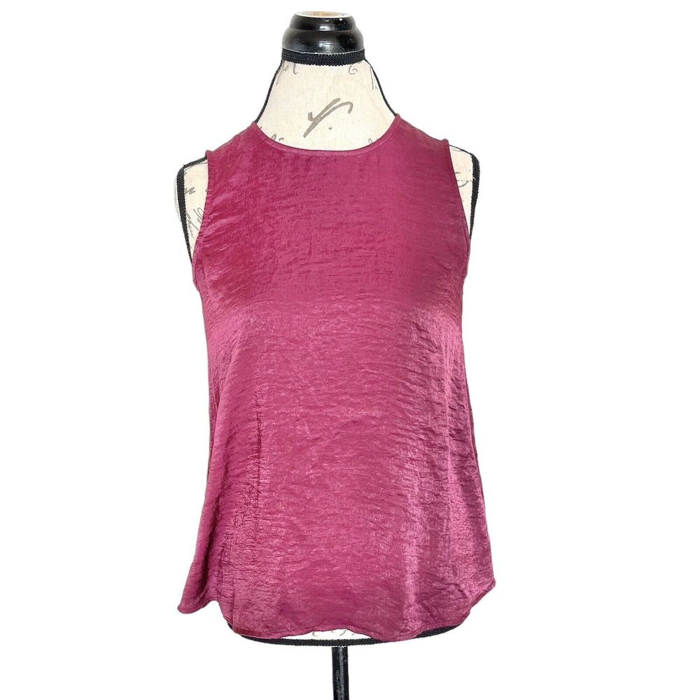 Banana Republic Womens Blouse Size XS Shiny Burgundy Sleeveless Dressy Top Night